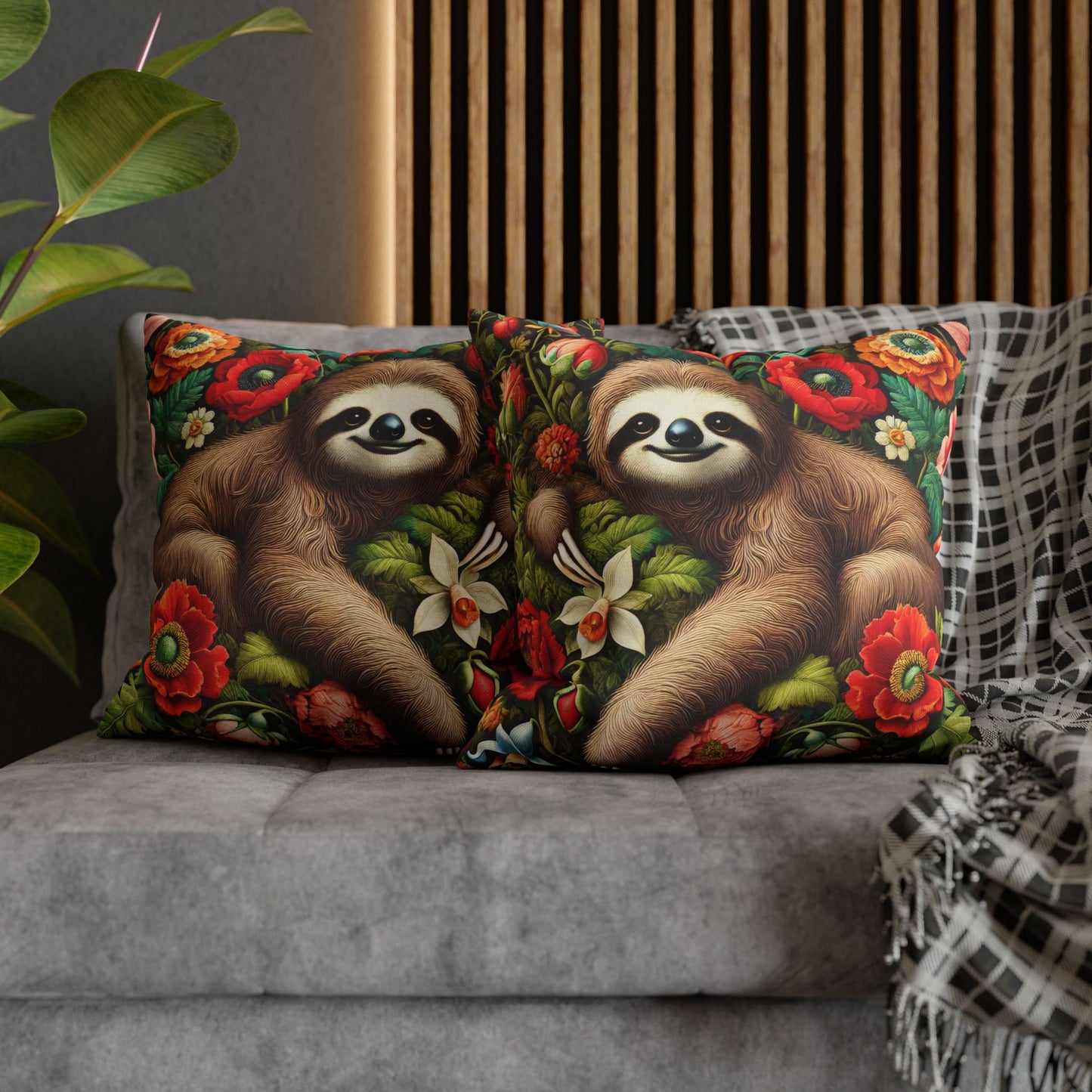 William Morris Inspired Cozy Sloth Pillowcase