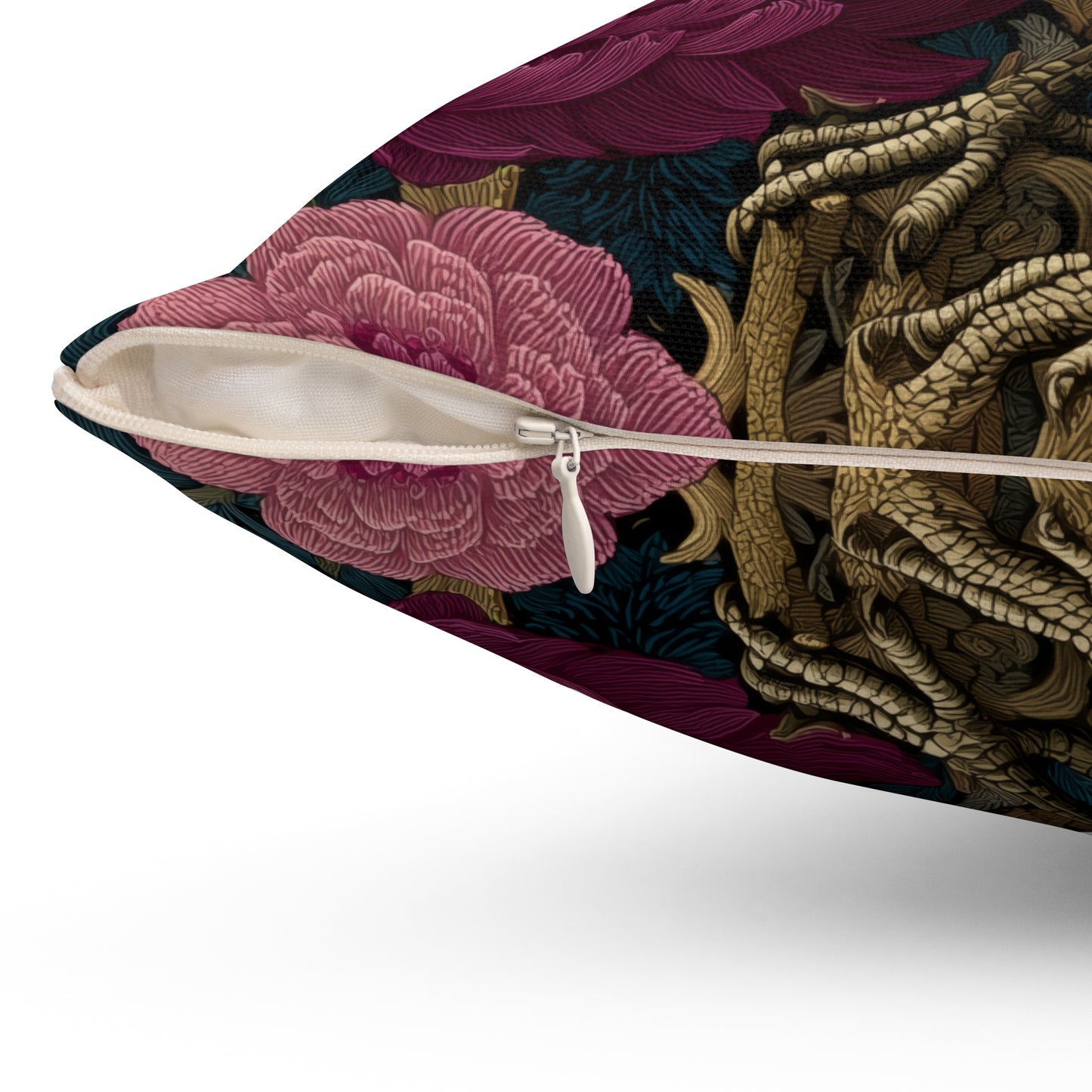Elegant Raven & Peony Floral Pillow, Gothic Dark Academia Throw Pillow, Bohemian Raven Pillow, Gothic Home Decor, Gift for Bird Lovers
