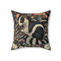 Floral Skunk Art Nouveau Pillow, Spun Polyester Square Cushion