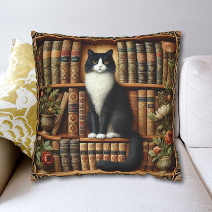 Cat Bookshelf Pillowcase: Whimsical Book Lover Home Decor