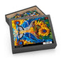 Stained Glass Blue Jay Lovebirds Sunflower Field Jigsaw Puzzle (120, 252, 500-Piece) Gift-Ready Box, Adult Jigsaw Puzzle