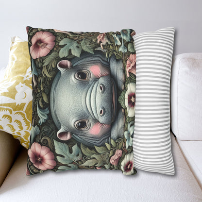 Decorative Pillowcase - Baby Pygmy Hippo William Morris Inspired