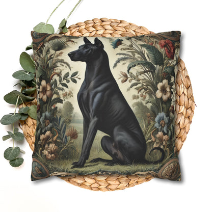 Black Thai Ridgeback Dog Ornate Botanical Pillowcase