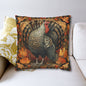 Thanksgiving Turkey Pillowcase, Rustic Harvest Cushion with Autumn Leaves, Farmhouse Fall Home Décor