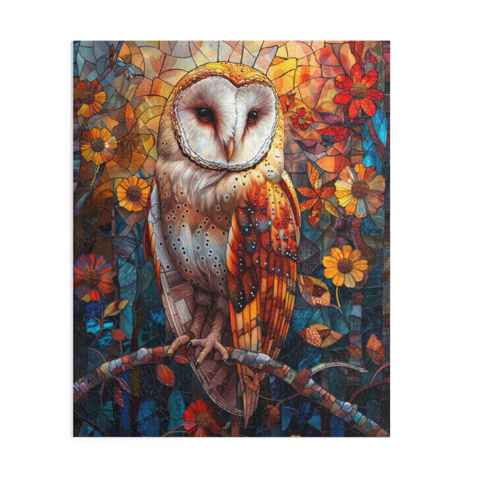 Forest Barn Owl  William Morris Inspired | Cottage-core Art Nouveau Puzzle (120, 252, 500-piece)