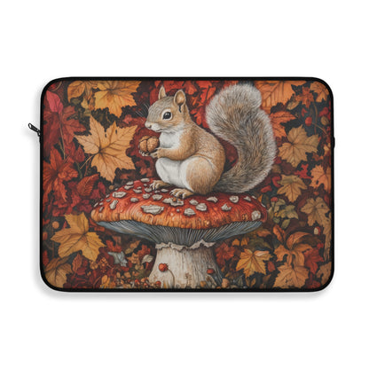 Squirrel In A Leafy Paradise Fall Season Laptop Sleeve, William Morris Design, Protective Case, Gift for Nature Lovers