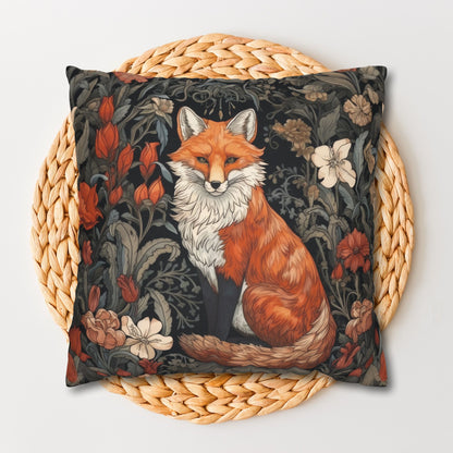 William Morris Inspired Botanical Woodland Fox Decorative Pillowcase