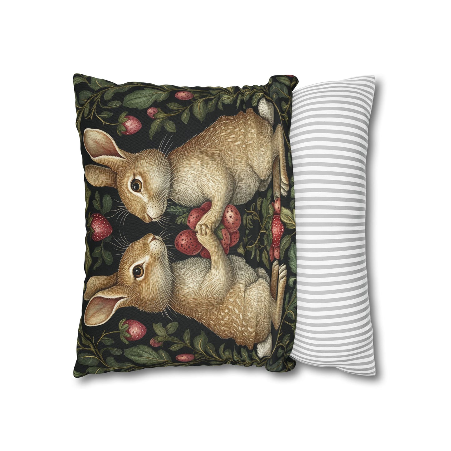 Rabbit & Strawberry Pillowcase: Whimsical Home Decor Cushion