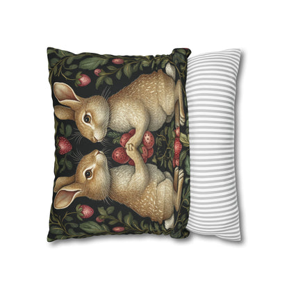 Rabbit & Strawberry Pillowcase: Whimsical Home Decor Cushion