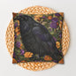 Mystical Raven Halloween Roses Throw Pillowcase, William Morris Inspired Raven Halloween Decor