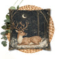 Winter Night Deer Throw Pillowcase, Crescent Moon Woodland Decorative Pillow