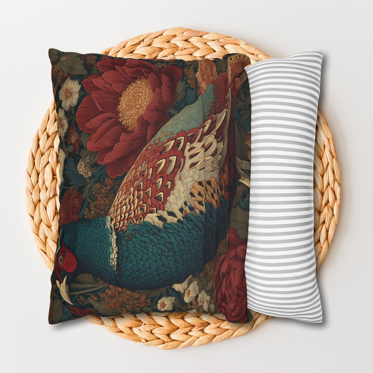 Elegant Pheasant & Peony Floral Pillowcase