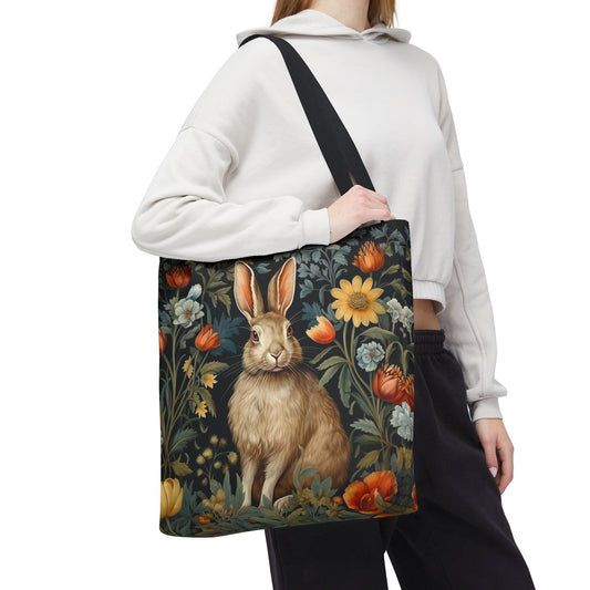 William Morris Inspired Botanical Rabbit Tote Bag  Art Nouveau Tote Bag | Cottagecore Shopping Bag | Gifts for Her