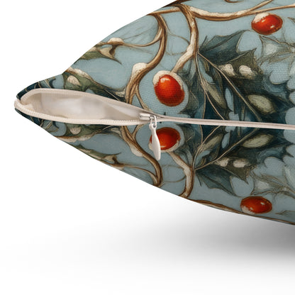 Robin Winter Berries Pillow: William Morris Inspired Home Decor