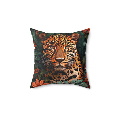 William Morris Inspired Leopard Pillow, Farmhouse Decorative Leopard Cushion, Spun Polyester Square Pillow