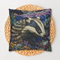 Badger in a Moonlit Field of Lavender Pillowcase