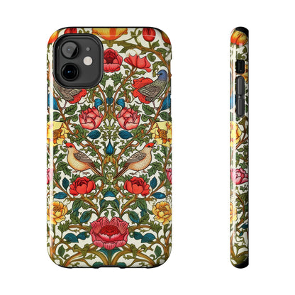 Vintage Pattern Rose And Bird in The Style of William Morris iPhone Tough Case