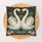 Art Nouveau White Swans Lotus Flowers Pillowcase
