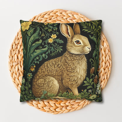 Pillowcase William Morris Inspired Botanical Rabbit Retro Farmhouse Home Decor, Easter Gift