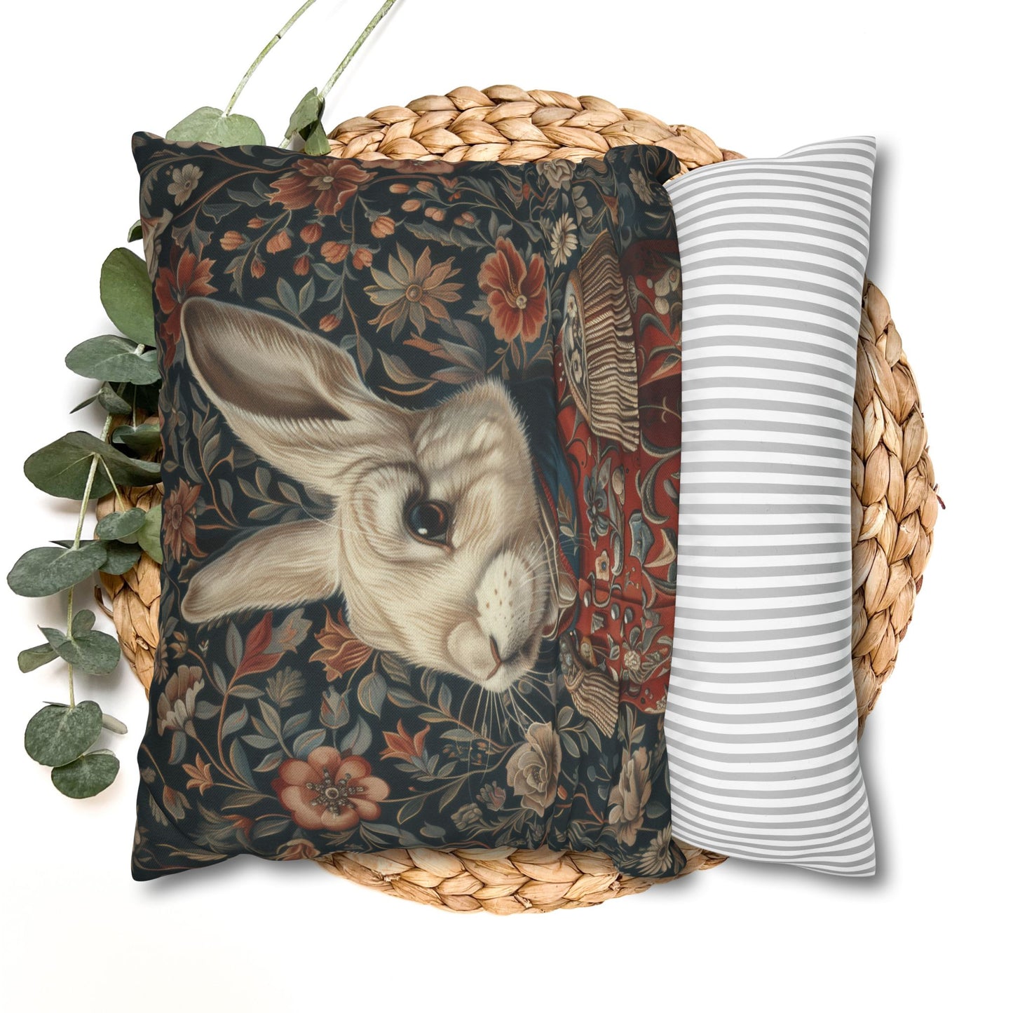 Christmas Nutcracker Rabbit Pillowcase: William Morris Inspired Holiday Decor