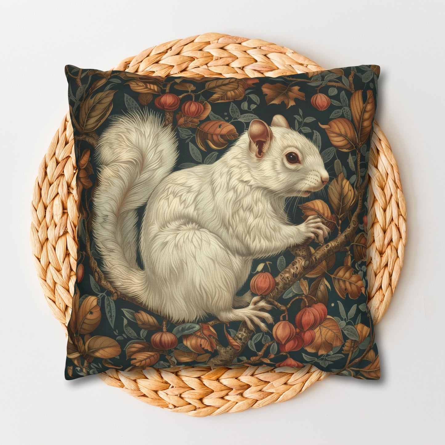 William Morris Forest White Squirrel Pillowcase
