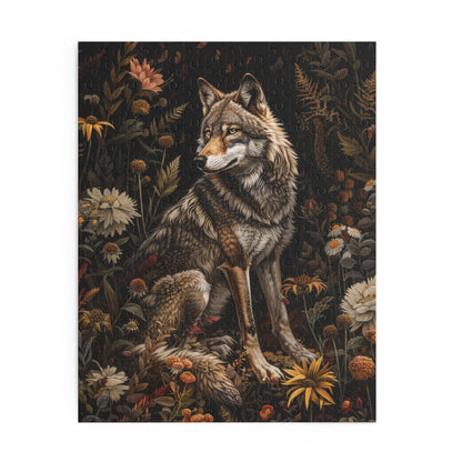 William Morris Inspired Forest Wolf Puzzle Box (120, 252, 500-Piece) Family Jigsaw Puzzle, Puzzle Box Gift