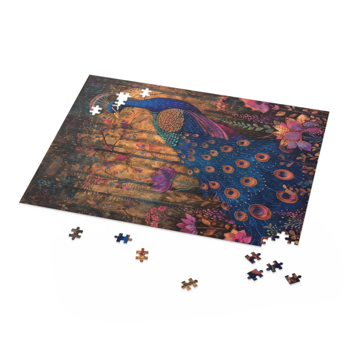 Peacock in spired by William Morris Art (120, 252, 500-Piece) Adult Jigsaw Puzzle, Gift For Her