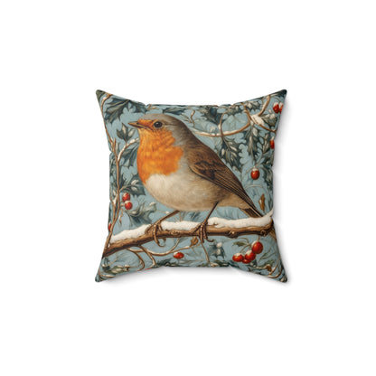 Robin Winter Berries Pillow: William Morris Inspired Home Decor