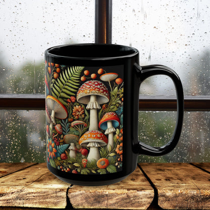 Mushroom Mug: Faux Embroidered Botanical Coffee Cup, Nature Lover Gift