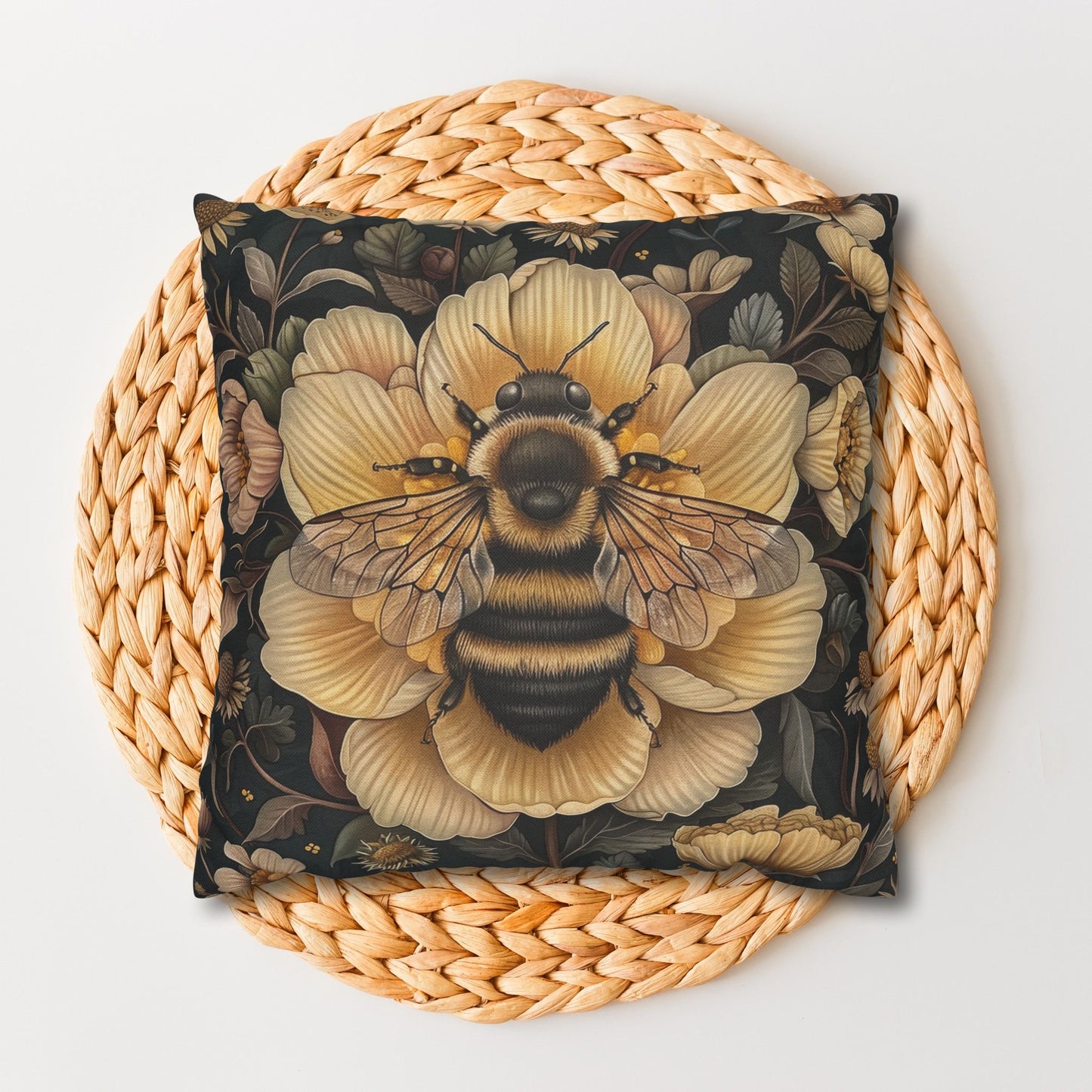 Botanical Bumble Bee William Morris Inspired Art Nouveau Pillowcase