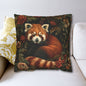 Botanical Red Panda Pillowcase: Morris Inspired Cottagecore Decor