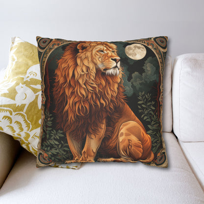 Art Deco Lion Throw Pillowcase William Morris Botanical Design