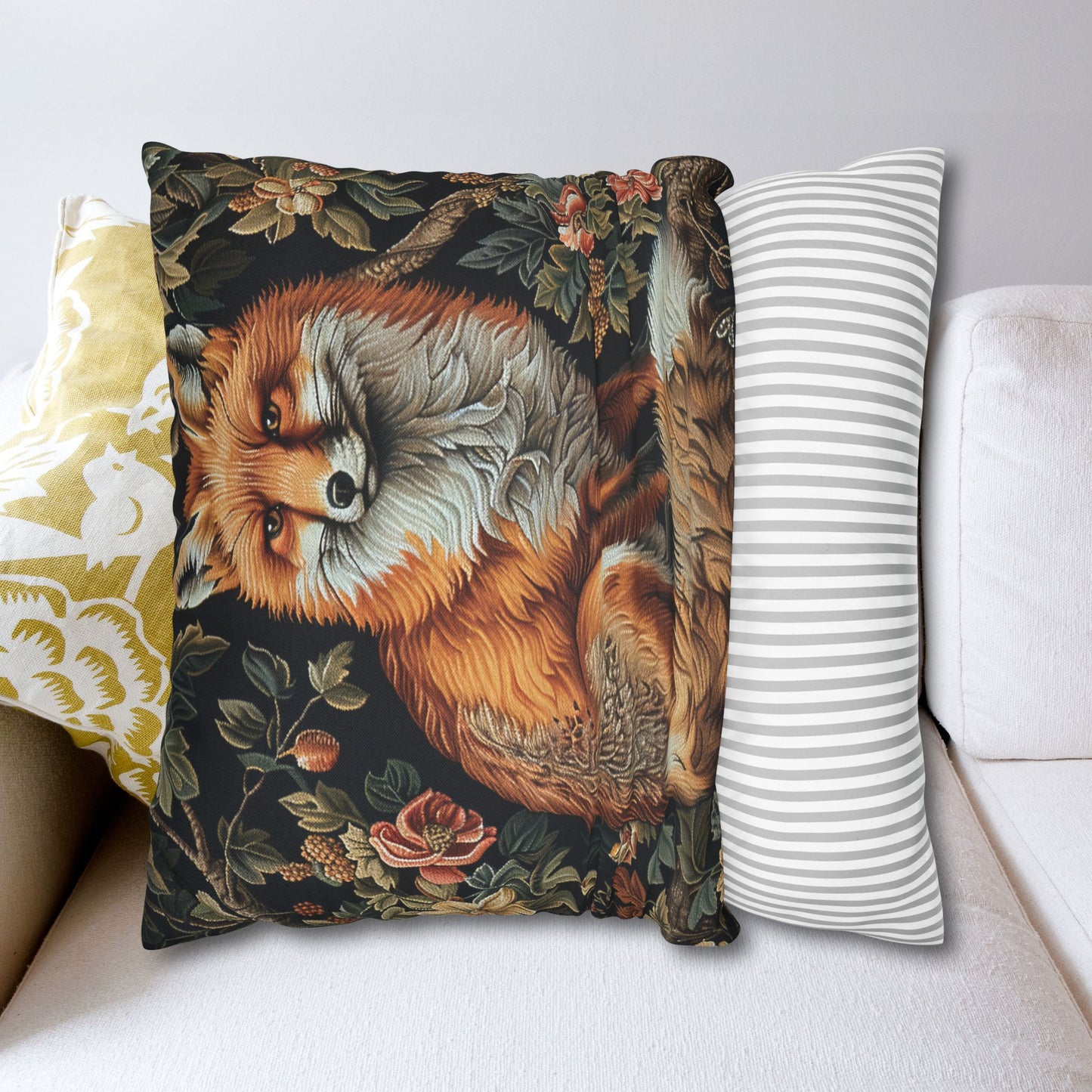 Forest Fox William Morris Inspired | Fox Ancient Decorative Pillowcase