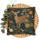 Poly Woodland Fawn Floral Pillowcase, William Morris Style Baby Deer Botanical Decorative Cushion
