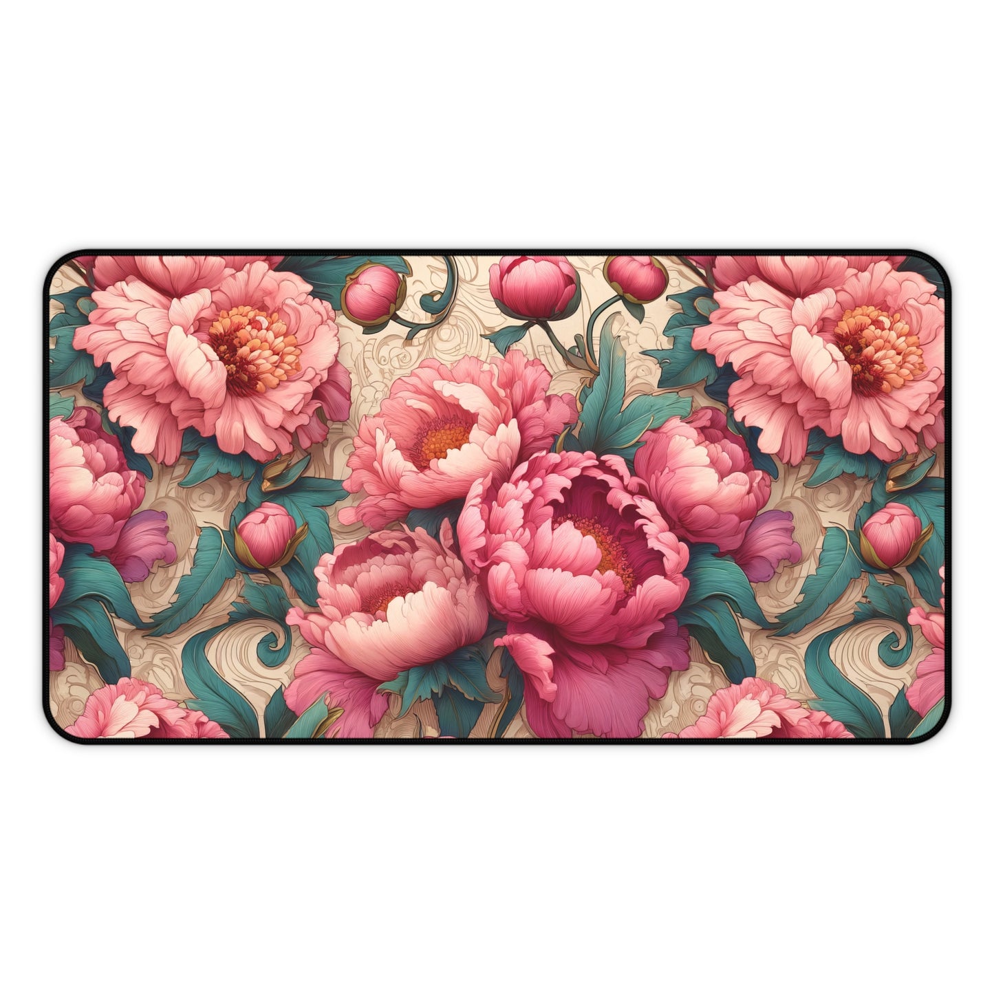 William Morris Inspired Pink Peony Desk Mat, Office Decor Gift Desk Mats