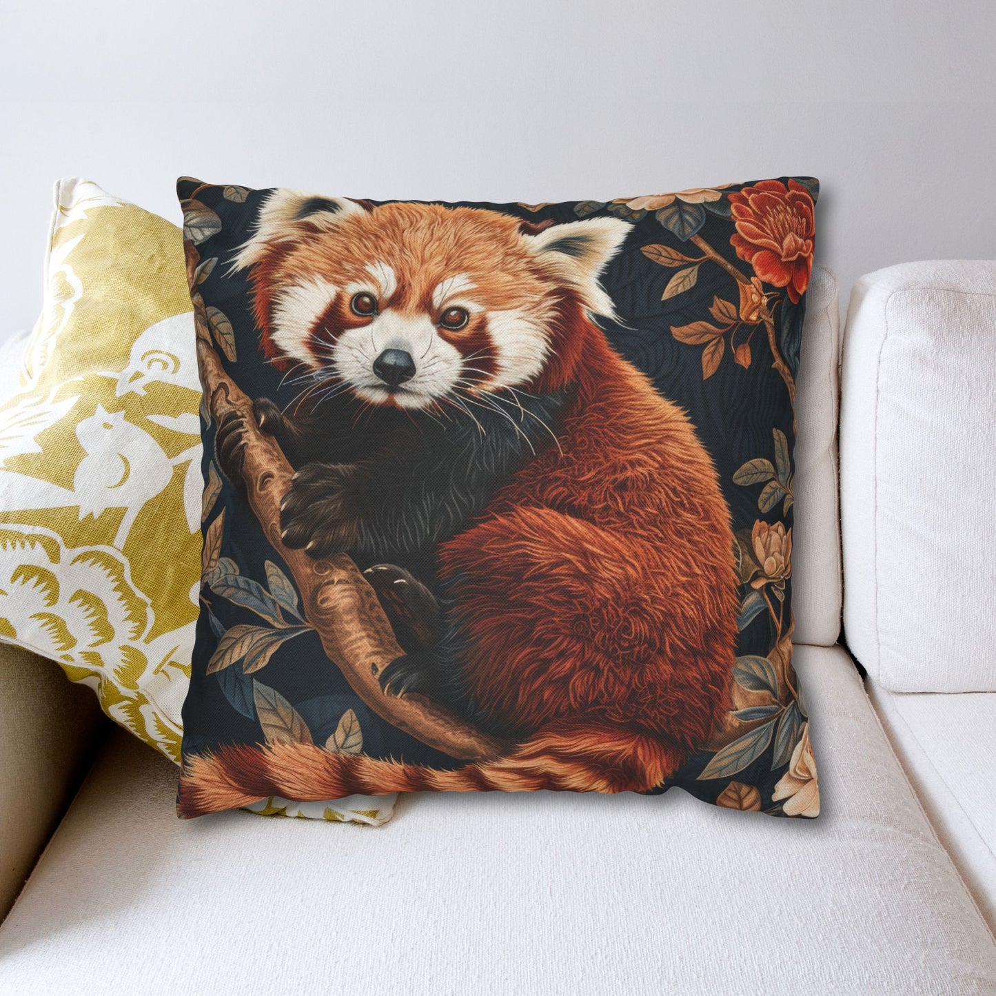 Cozy Red Panda Pillowcase: Forestcore Spun Polyester Decorative Cushion