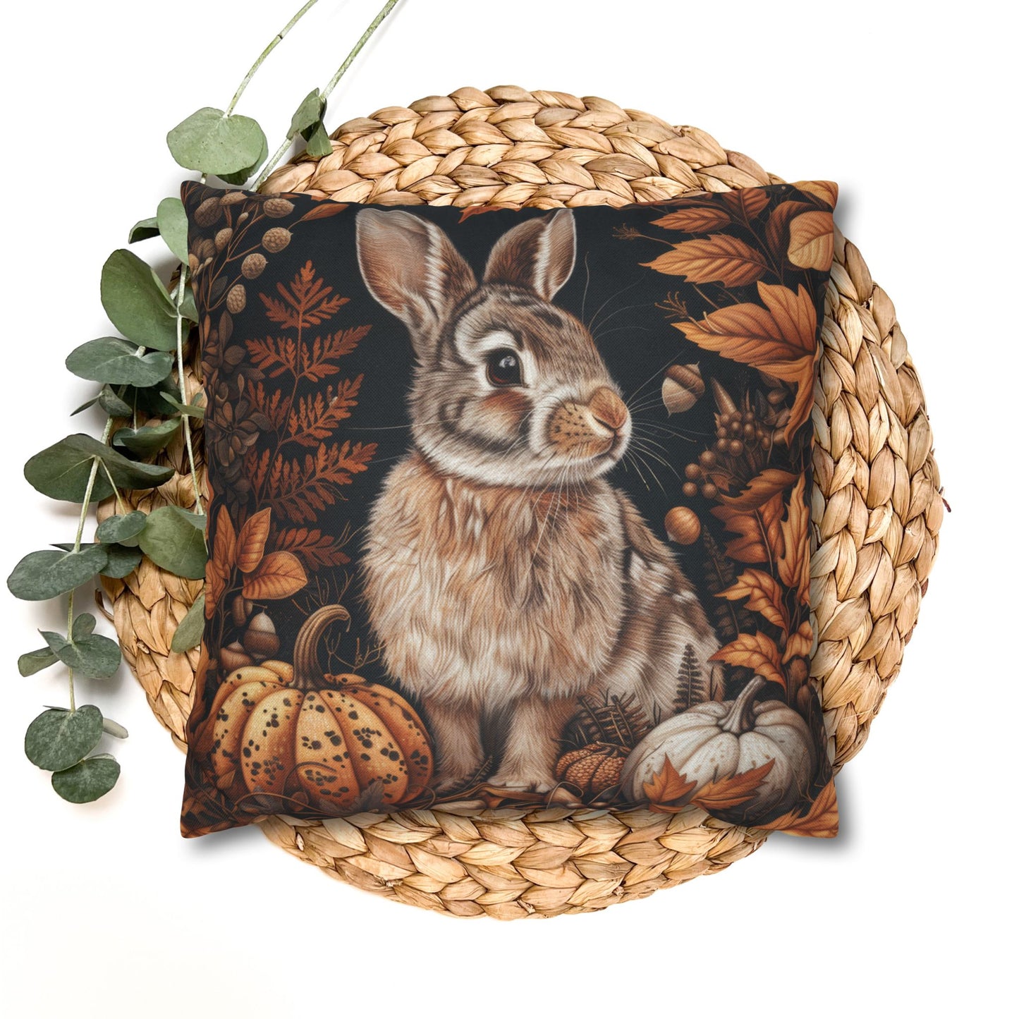 Bunny Fall Pillow: William Morris Autumn Forest Throw Cushion