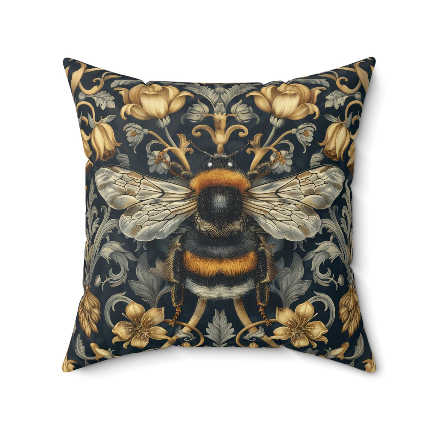 Victorian Art Inspired Bumblebee Baroque Gold Flora Pillow, Home Decor, Living Room Accessory Bedroom Pillow