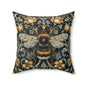 Victorian Art Inspired Bumblebee Baroque Gold Flora Pillow, Home Decor, Living Room Accessory Bedroom Pillow