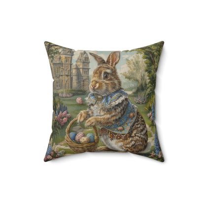 Rococo Bunny Easter Eggs Pillow: William Morris Style Decor