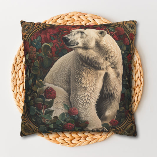 Polar Bear Berried William Morris Inspired | Vintage Home Decor Decorative Pillowcase