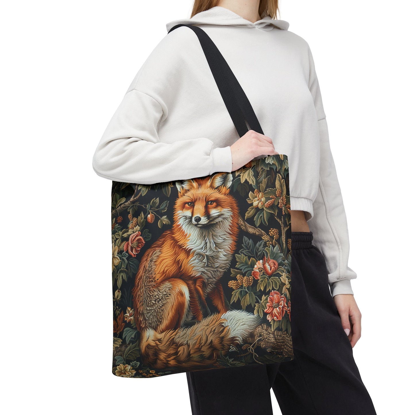 Forest Fox Tote Bag | William Morris Inspired | Hedgehog Floral Tote Bag, Eco-Friendly Carryalllogo