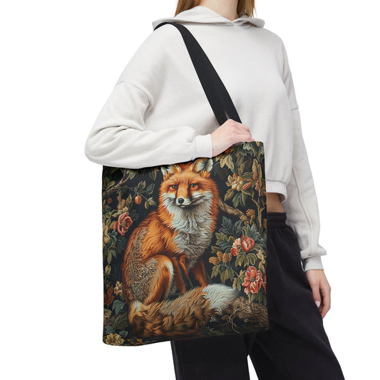 Forest Fox Tote Bag | William Morris Inspired | Hedgehog Floral Tote Bag, Eco-Friendly Carryalllogo