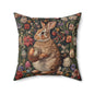 William Morris Inspired Easter Bunny Forest Florals Square Pillow, Throw Pillow, Home Decor, Accent Pillow, Easter Decor
