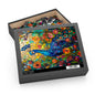 Stained Glass Peacock Wildflowers Puzzle Box (120, 252, 500-Piece) Family Jigsaw Puzzle, Puzzle Box Gift