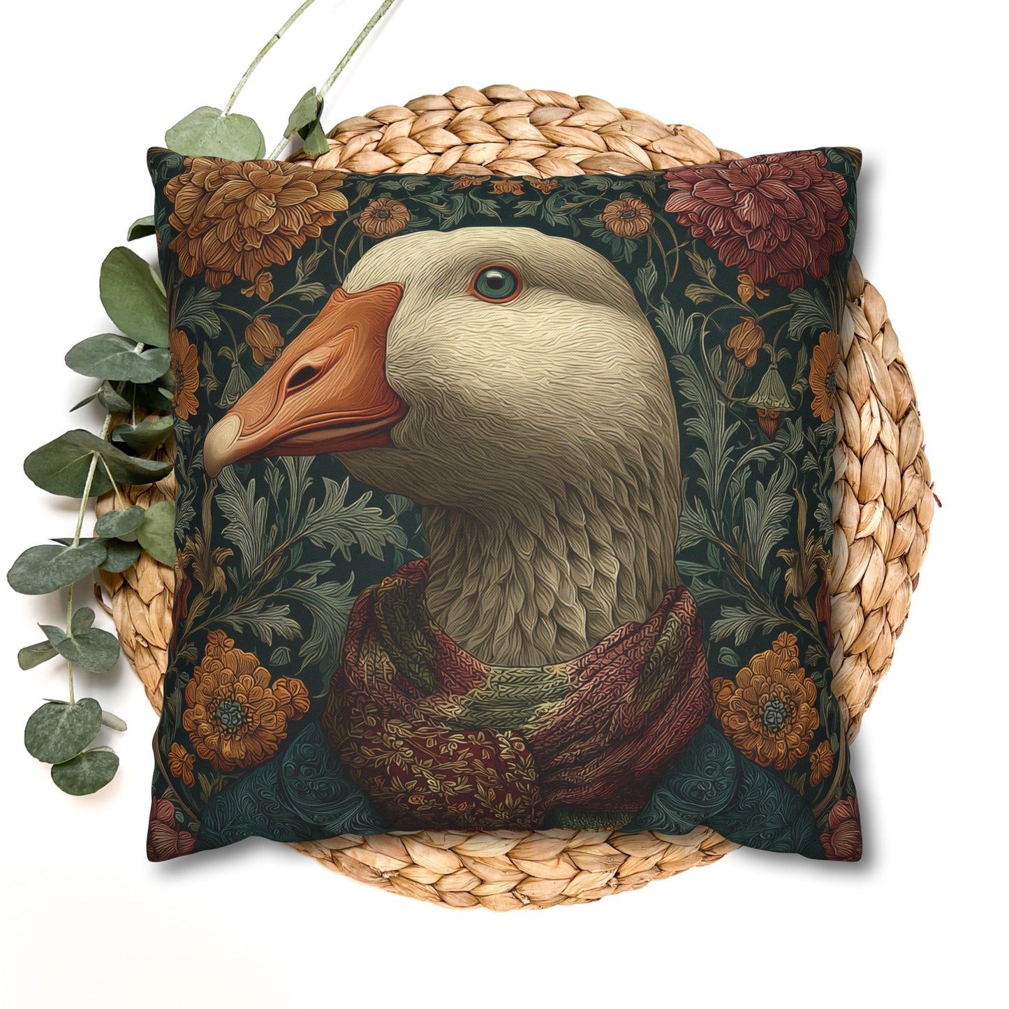 Whimsical Goose Pillowcase: Victorian Style Farmhouse Decor