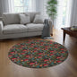 Wild Mushrooms Cottage Embroidery Pattern Round Area Rug, Housewarming Gift