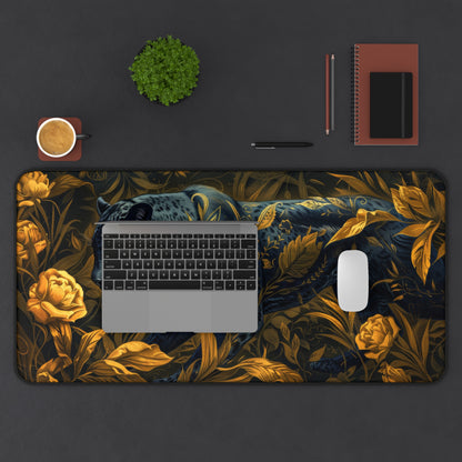 William Morris Inspired Gold Black Panther Desk Mat 2 Sizes | Gamer Keyboard Mouse Pad | Office Decor GiftDesk Mats