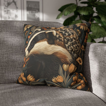 William Morris Inspired Botanical Badger Decorative Pillowcase