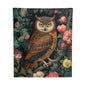 Tapestry of Floral Night Owl | William Morris Medieval Style Wall Art | Cottagecore Hanging and Home Decor